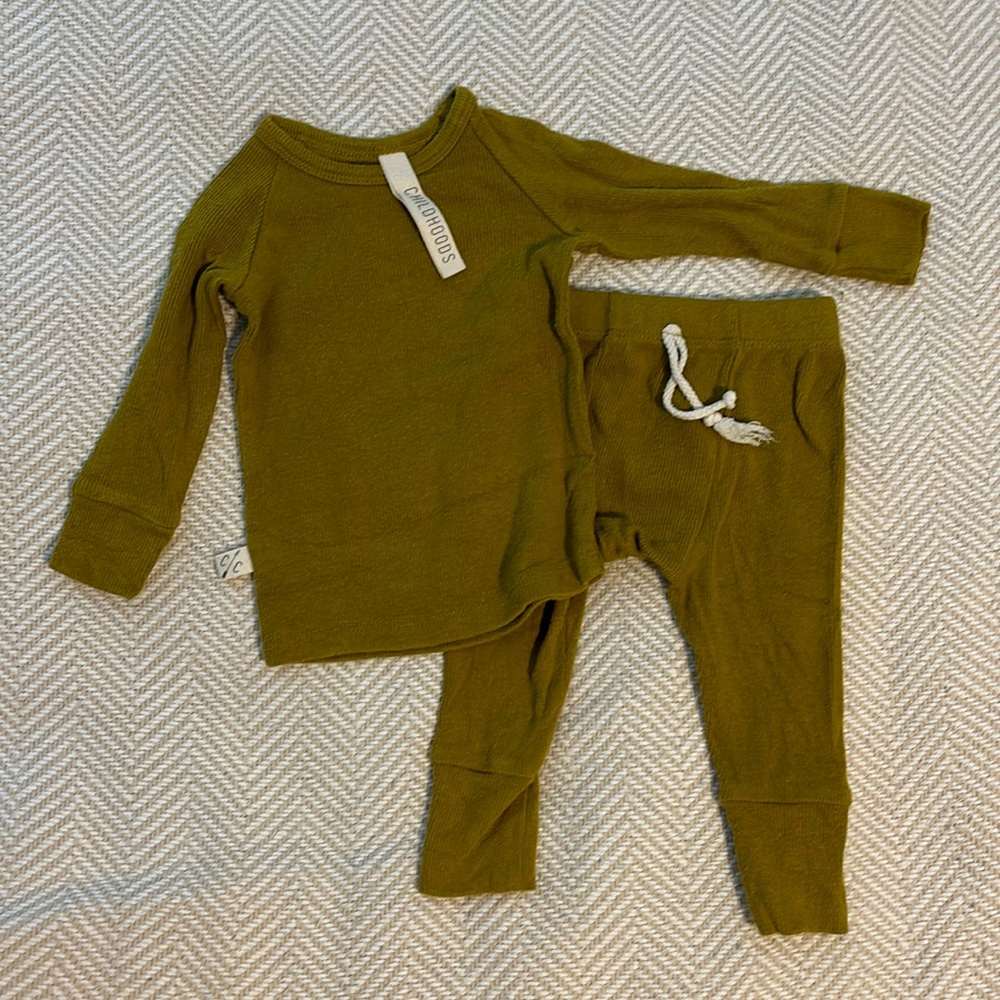 Childhoods Clothing Rib Knit Set Pajamas Chartreuse